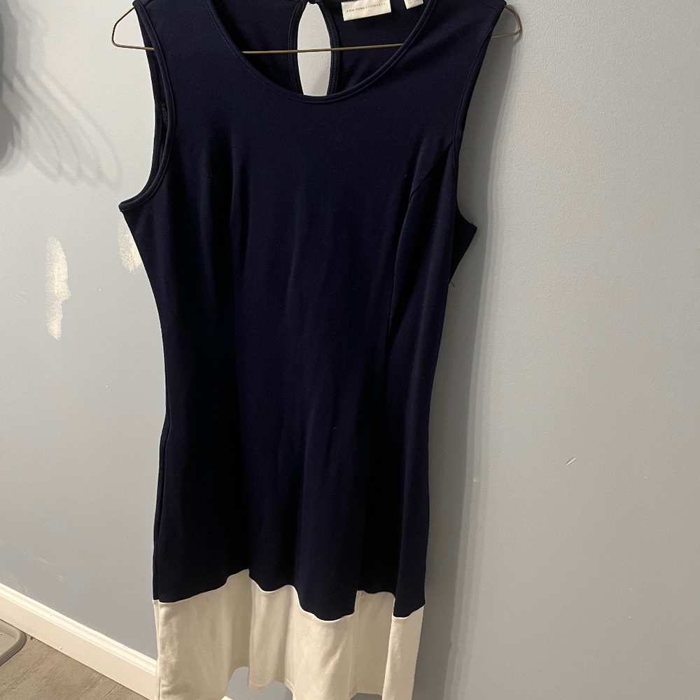 New York & Company Navy Blue Fit & Flare Dress